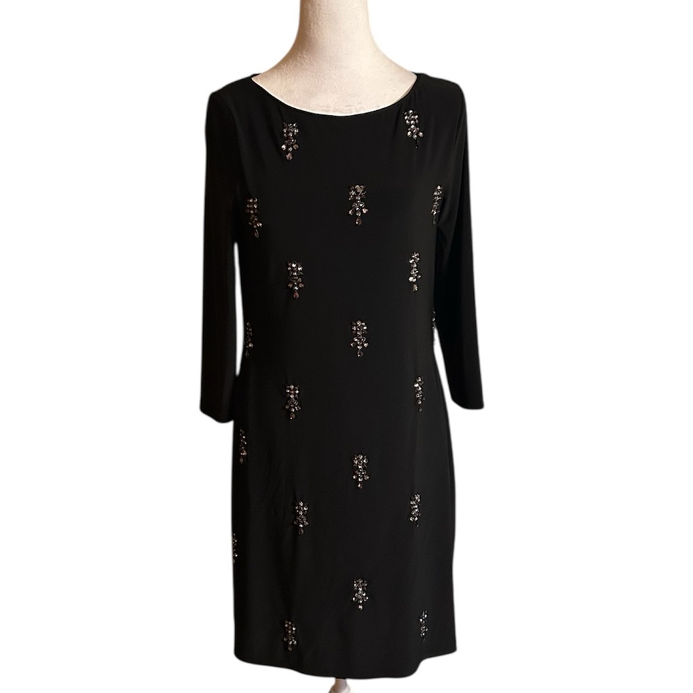 White House Black Market Black Dress with Rhinestone Embellishments